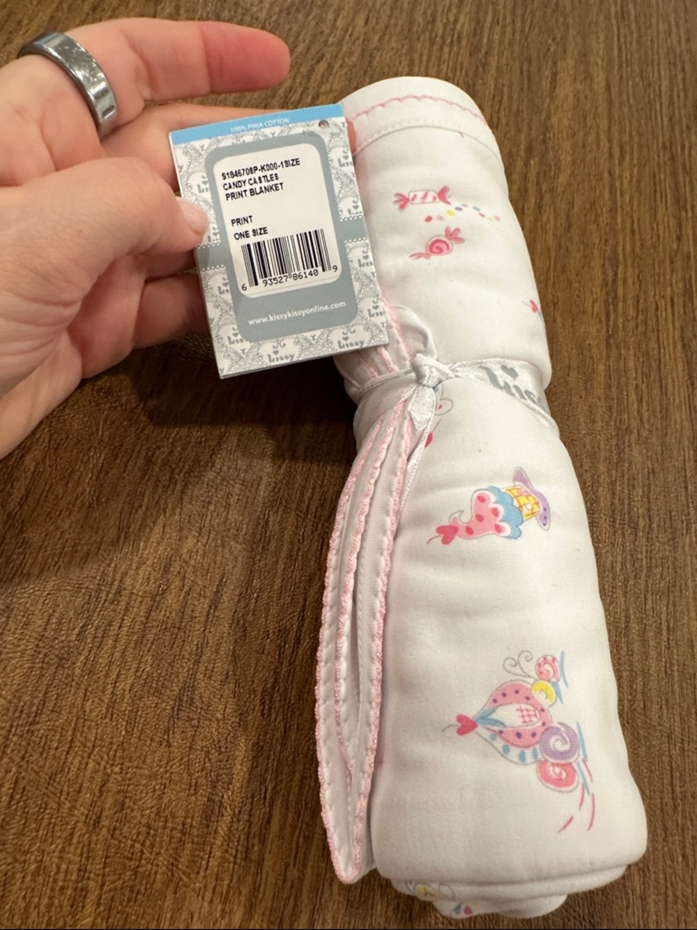 Kissy Kissy White Bib with Pastel Pink and Purple Heart Motifs